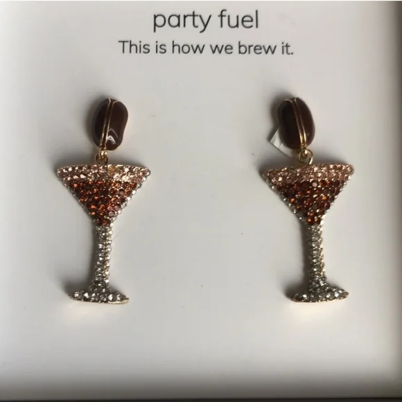 🔹️Baublebar 🔹 Party Fuel "This Is How We Brew It" Espresso Martini Earrings - Picture 6 of 7